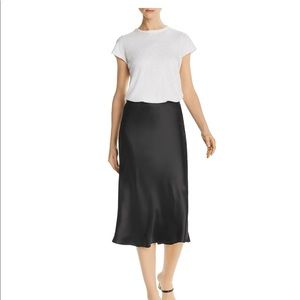 Aqua Satin Midi Slip Skirt